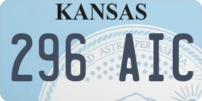 KS license plate 296AIC