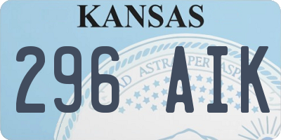 KS license plate 296AIK