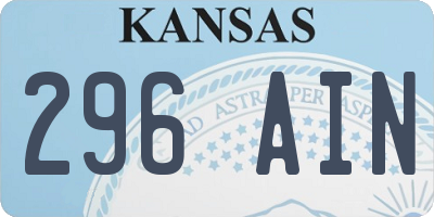 KS license plate 296AIN