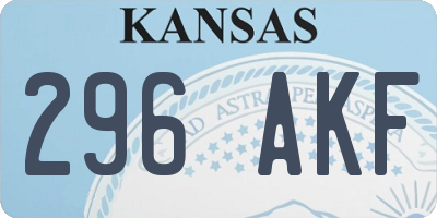 KS license plate 296AKF