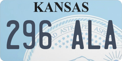 KS license plate 296ALA