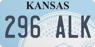 KS license plate 296ALK