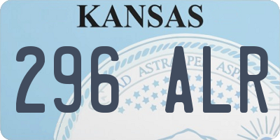 KS license plate 296ALR