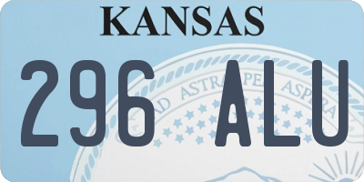 KS license plate 296ALU