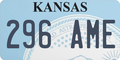 KS license plate 296AME