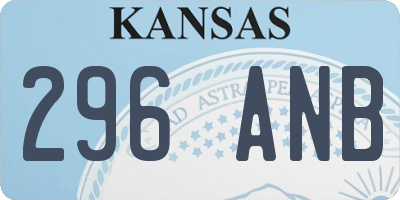 KS license plate 296ANB