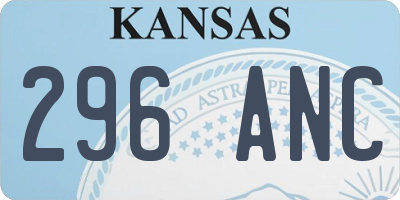 KS license plate 296ANC