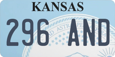 KS license plate 296AND