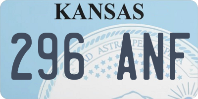 KS license plate 296ANF