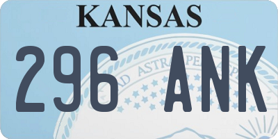 KS license plate 296ANK