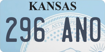 KS license plate 296ANO