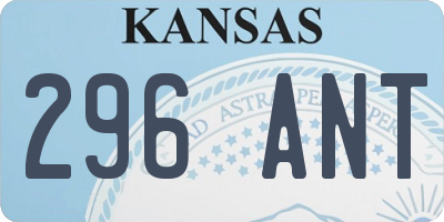 KS license plate 296ANT