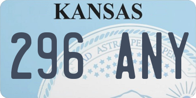 KS license plate 296ANY