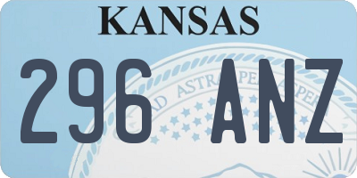 KS license plate 296ANZ