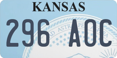 KS license plate 296AOC