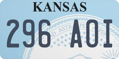 KS license plate 296AOI