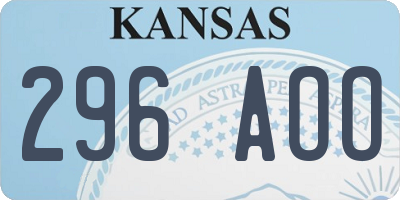 KS license plate 296AOO