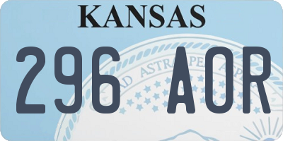 KS license plate 296AOR