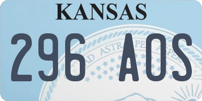 KS license plate 296AOS