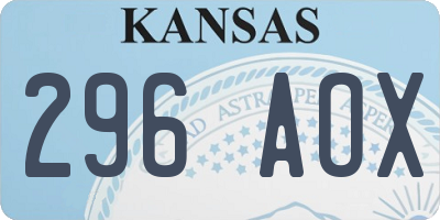 KS license plate 296AOX
