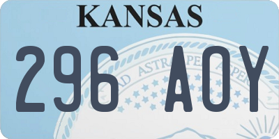KS license plate 296AOY