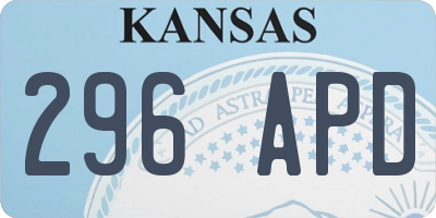 KS license plate 296APD