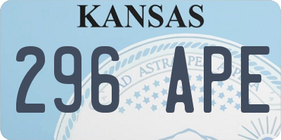 KS license plate 296APE