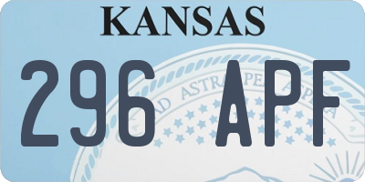 KS license plate 296APF