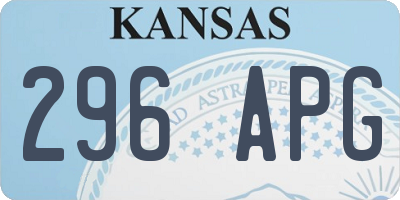 KS license plate 296APG