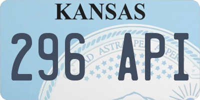KS license plate 296API