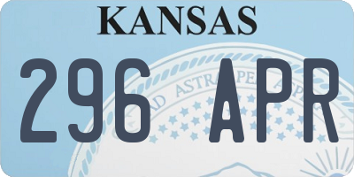 KS license plate 296APR