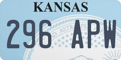 KS license plate 296APW