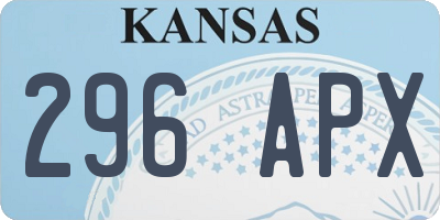 KS license plate 296APX