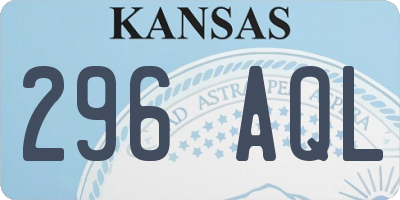 KS license plate 296AQL