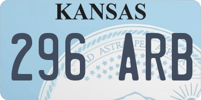 KS license plate 296ARB