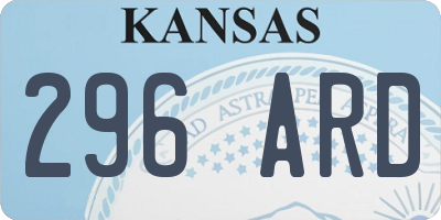 KS license plate 296ARD