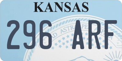 KS license plate 296ARF