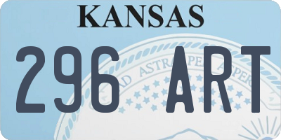 KS license plate 296ART