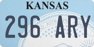 KS license plate 296ARY