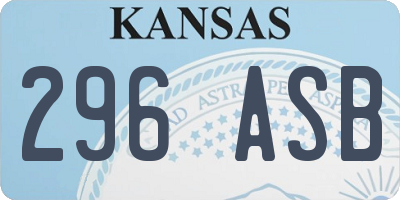 KS license plate 296ASB