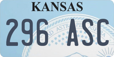KS license plate 296ASC
