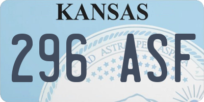 KS license plate 296ASF