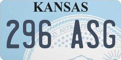 KS license plate 296ASG
