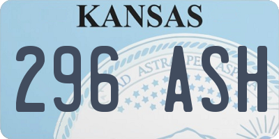 KS license plate 296ASH