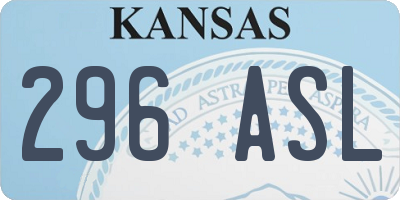 KS license plate 296ASL