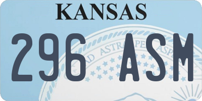 KS license plate 296ASM