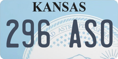 KS license plate 296ASO
