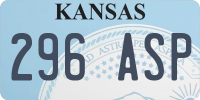 KS license plate 296ASP