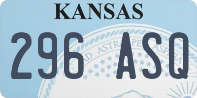KS license plate 296ASQ