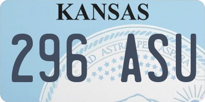 KS license plate 296ASU